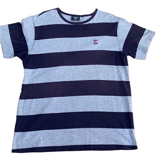Polo Jeans Ralph Lauren Blue Striped T-Shirt Sz Mens XL Made In USA - Picture 1 of 6